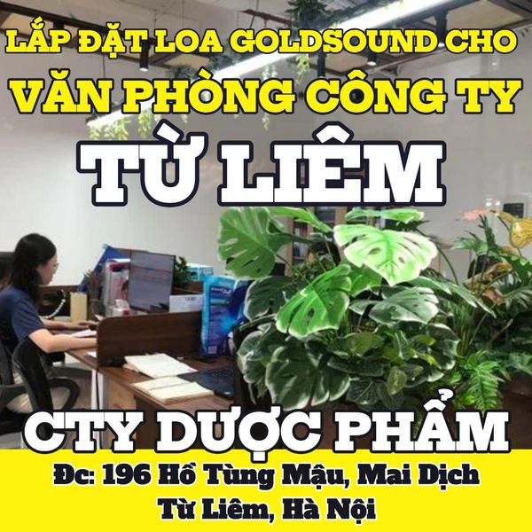 Loa Goldsound cho văn phòng công ty dược phẩm, Hà Nội, amply 6 kênh 1200w, bluetooth 5.0, loa V40C - 40w, loa treo tường V23 - 23w, loa được thiết kế riêng cho quán, bật lớn không tạp âm, miễn phí công lắp đặt, bảo hành dài hạn 5 năm