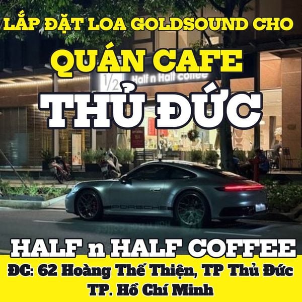 Loa Goldsound cho Half n Half coffee - Sarina Hoàng Thế Thiện, TP.HCM, amply 2 kênh 380w, bluetooth 5.0, loa 25C - 25w, loa được thiết kế riêng cho quán, bật lớn không tạp âm, miễn phí công lắp đặt, bảo hành dài hạn 5 năm