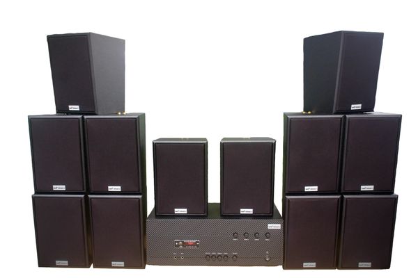 [Diện tích 240m2 + 04 Kênh] A384_TH-4K Goldsound 4 vùng âm lượng 800w + 12 loa Goldsound V55C_TH 55w, Amply 4 - 6 vùng âm lượng, loa được thiết kế riêng cho quán, bật lớn không tạp âm, miễn phí công lắp đặt, bảo hành dài hạn 5 năm.
