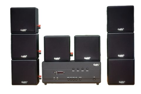 [Diện tích 160m2 + 04 Kênh] A384PU-4K Goldsound 4 vùng âm lượng 800w + 8 loa Goldsound V23, Amply 4 - 6 vùng âm lượng, loa được thiết kế riêng cho quán, bật lớn không tạp âm, miễn phí công lắp đặt, bảo hành dài hạn 5 năm.