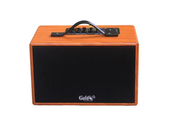Loa di động D99P_DA, công suất 50w, pin 8 - 12h, bass 4 inch, 1 treble, bluetooth 5.0, 2 cổng cắm Micro, cổng rca, khe usb, thiết kế loa thùng gỗ cao 20 cm, rộng 32 cm, sâu 20 cm. Bảo hành 12 tháng