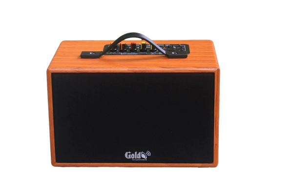 Loa di động D99P_TH, công suất 50w, pin 8 - 12h, bass 4 inch, 1 treble, bluetooth 5.0, 2 cổng cắm Micro, cổng rca, khe usb, thiết kế loa thùng gỗ cao 20 cm, rộng 32 cm, sâu 20 cm. Bảo hành 12 tháng