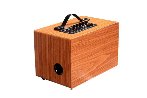 Loa di động D99P_DA, công suất 50w, pin 8 - 12h, bass 4 inch, 1 treble, bluetooth 5.0, 2 cổng cắm Micro, cổng rca, khe usb, thiết kế loa thùng gỗ cao 20 cm, rộng 32 cm, sâu 20 cm. Bảo hành 12 tháng