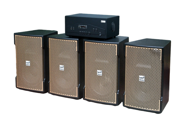 [Diện tích 160m2 + 02 Kênh] A928 Goldsound 2 vùng âm lượng 1500w + 4 loa Goldsound V238 Gold 238w, loa được thiết kế riêng cho quán, bật lớn không tạp âm, miễn phí công lắp đặt, bảo hành dài hạn 5 năm.