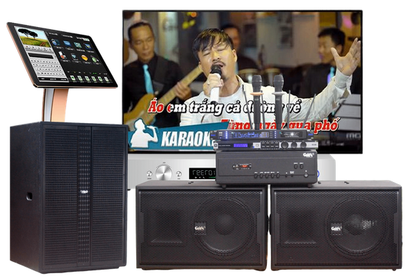 Dàn Karaoke kinh doanh K90 Goldsound (Loa V258PU-KA, Cục đẩy A958PU-2K, Cục đẩy 1200w, JBL KX180, Micro SLS S800,...)