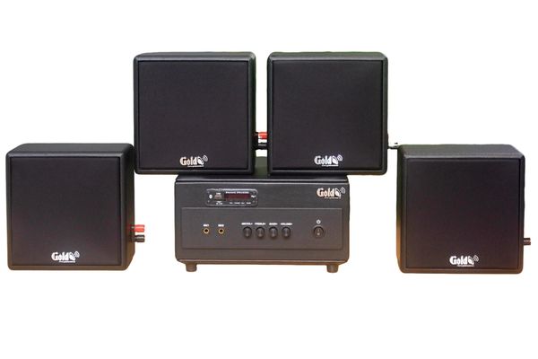 Dàn loa treo tường: Amply A154PU Goldsound 150w + 4 loa Goldsound V23 - 23w, loa được thiết kế riêng cho quán, bật lớn không tạp âm, miễn phí công lắp đặt, bảo hành dài hạn 5 năm.