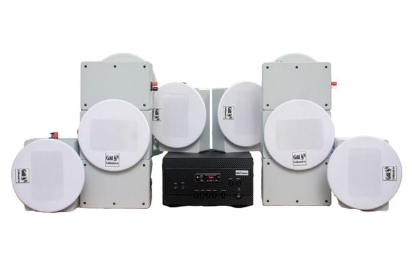 [Diện tích 200m2 + 2 Kênh] A907_SG Goldsound 2 vùng âm lượng 900w + 10 loa âm trần Goldsound VAT38_SG 38w, loa được thiết kế riêng cho quán, bật lớn không tạp âm, miễn phí công lắp đặt, bảo hành dài hạn 5 năm