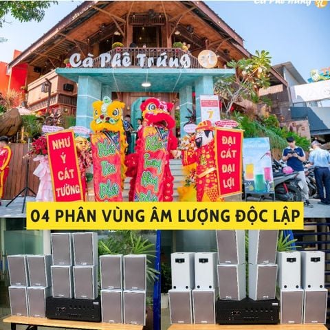 Loa nhà hàng 70m2- 90m2, Amply 2 - 4 - 6 vùng âm lượng, bao lắp đặt