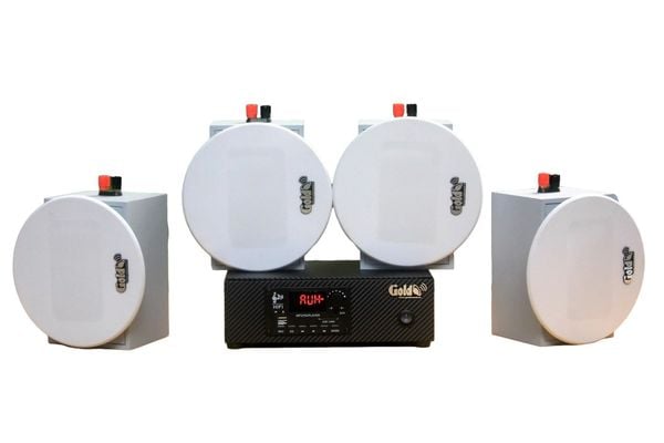[Diện tích 60m2 + 1 Kênh] Gold4Cafe 4.0: Amply A2.0 + 4 loa âm trần VAT12, loa được thiết kế riêng cho quán, bật lớn không tạp âm, bảo hành dài hạn 5 năm.