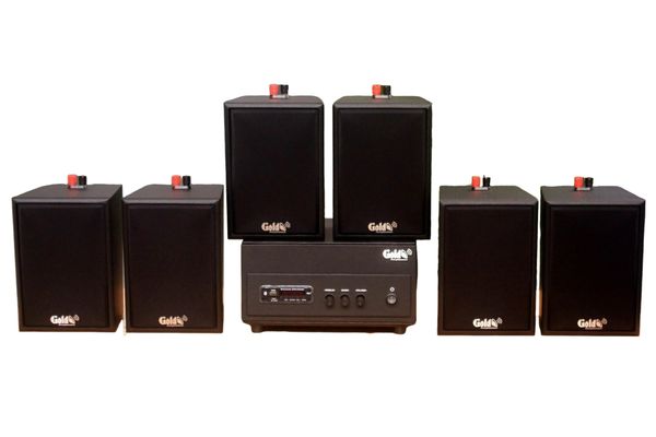 Dàn loa treo tường: Amply A156PU Goldsound 200w + 6 loa Goldsound V25c - 25w, loa được thiết kế riêng cho quán, bật lớn không tạp âm, không bao gồm công lắp đặt, bảo hành 5 năm