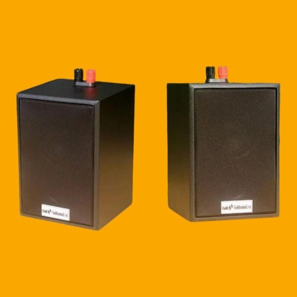 Loa vệ tinh treo tường Goldsound V12 Gold4cafe (1 loa) - công suất 12w, củ loa toàn dải cả âm Bass &Tress 3 inch, loa được thiết kế đập chậm để phù hợp với style quán dịch vụ, kích thước (Rộng*Cao*Sâu): 13*18*12.5 cm; chất liệu thùng gỗ 100%