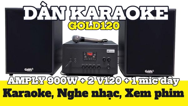 DÀN KARAOKE GOLD120 (AMPLY 900W + 2 V120+ 1 micro có dây)