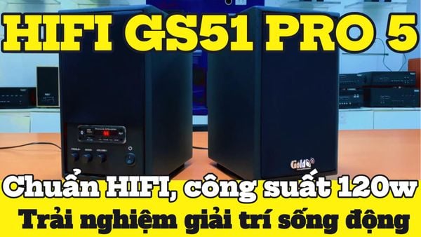 Loa HIFI GS51 Pro 5 - đúng chuẩn HIFI, công suất 120w, Bass 4 inch, treble 2 inch, bluetooth 5.0, cổng rca, khe usb, thiết kế loa thùng gỗ cao 31.5 cm, rộng 17.5 cm, sâu 24 cm.