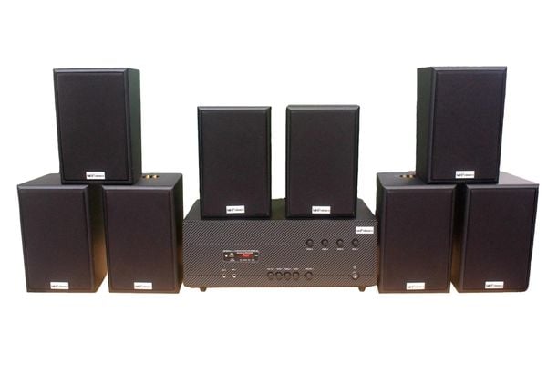 [Diện tích 160m2 + 04 Kênh] A384_TH-4K Goldsound 4 vùng âm lượng 800w + 8 loa Goldsound V40C_TH, Amply 4 - 6 vùng âm lượng, loa được thiết kế riêng cho quán, bật lớn không tạp âm, miễn phí công lắp đặt, bảo hành dài hạn 5 năm.