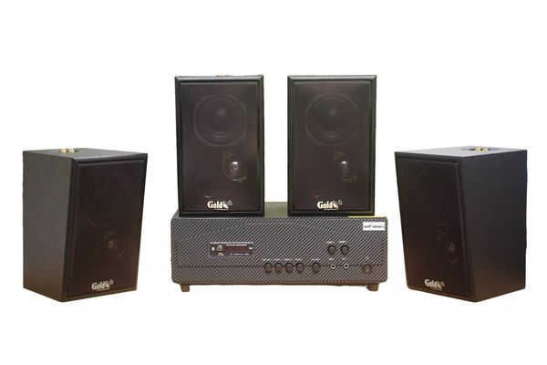 Loa treo tường, phát nhạc nền thông báo: A917 Goldsound 2 vùng âm lượng 1200w + 4 loa Goldsound V40C 40w, loa được thiết kế riêng cho quán, bật lớn không tạp âm, miễn phí công lắp đặt, bảo hành dài hạn 5 năm.