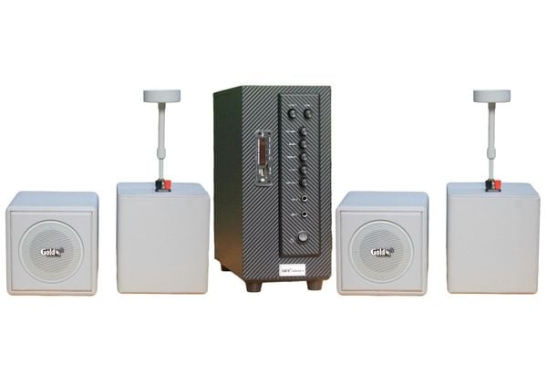 THANH LÝ Dàn loa thả trần (treo trần) cho quán [Amply 380w + 4 loa thả trần 55w Goldsound] - BH 6 tháng