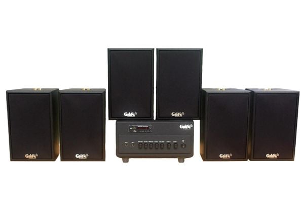 [Diện tích 120m2 + 02 Kênh] Amply A384PU-2K Goldsound 2 vùng âm lượng 380w + 6 loa Goldsound V40C - 40w, loa được thiết kế riêng cho quán, bật lớn không tạp âm, miễn phí công lắp đặt, bảo hành dài hạn 5 năm