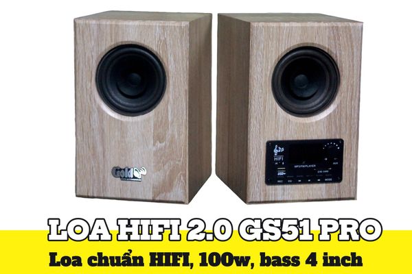 Loa HiFi 2.0 GS51 Pro Goldsound (100w, Bluetooth 5.0, AUX, USB)