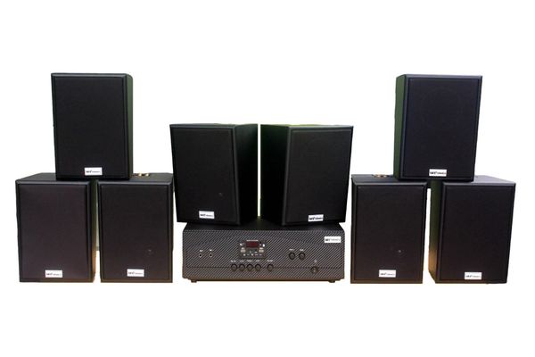 [Diện tích 160m2 + 02 Kênh] A917_SG Goldsound 2 vùng âm lượng 1200w + 8 loa Goldsound V55C_SG 55w, loa được thiết kế riêng cho quán, bật lớn không tạp âm, miễn phí công lắp đặt, bảo hành dài hạn 5 năm