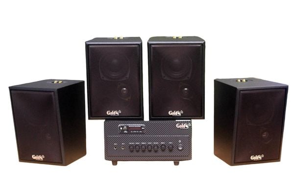 [Diện tích 80m2 + 02 Kênh] A384 Goldsound 380w + 4 loa Goldsound V55C 55w, loa được thiết kế riêng cho quán, bật lớn không tạp âm, miễn phí công lắp đặt, bảo hành dài hạn 5 năm