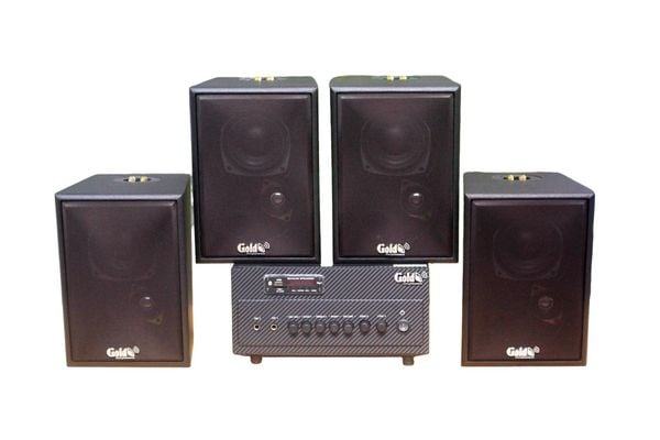 [Diện tích 80m2 + 02 Kênh] A384 Goldsound 380w + 4 loa Goldsound V55C 55w, loa được thiết kế riêng cho quán, bật lớn không tạp âm, miễn phí công lắp đặt, bảo hành dài hạn 5 năm