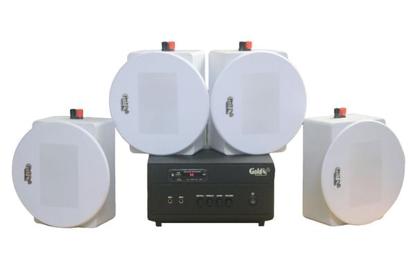 [Diện tích 80m2 + 2 Kênh] A154PU Goldsound 150w + 4 loa âm trần Goldsound VAT38 - 38w, loa được thiết kế riêng cho quán, bật lớn không tạp âm, miễn phí công lắp đặt, bảo hành dài hạn 5 năm.
