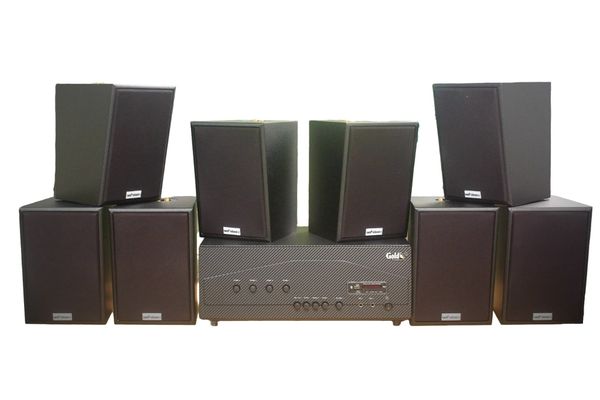 [Diện tích 160m2 + 04 Kênh] A917_SG-4K Goldsound 4 vùng âm lượng 1500w + 8 loa Goldsound V55C_SG 55w, Amply 4 - 6 vùng âm lượng, loa được thiết kế riêng cho quán, bật lớn không tạp âm, miễn phí công lắp đặt, bảo hành dài hạn 5 năm.