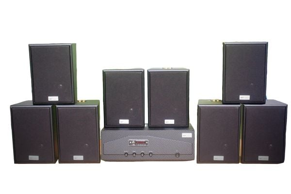 [Diện tích 160m2 + 02 Kênh] A918_TH Goldsound 2 vùng âm lượng 1200w + 8 loa Goldsound V55C_TH 55w, loa được thiết kế riêng cho quán, bật lớn không tạp âm, miễn phí công lắp đặt, bảo hành dài hạn 5 năm