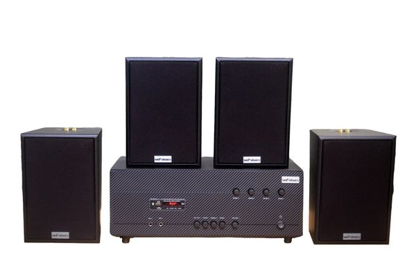 [Diện tích 80m2 + 04 Kênh] A384-4K Goldsound 4 vùng âm lượng 800w + 4 loa Goldsound V55C 55w Amply 4 - 6 vùng âm lượng, loa được thiết kế riêng cho quán, bật lớn không tạp âm, miễn phí công lắp đặt, bảo hành dài hạn 5 năm.
