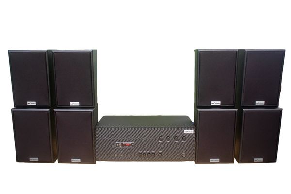 [Diện tích 160m2 + 04 Kênh] A384_SG-4K Goldsound 4 vùng âm lượng 800w + 8 loa Goldsound V55C_SG 55w Amply 4 - 6 vùng âm lượng, loa được thiết kế riêng cho quán, bật lớn không tạp âm, miễn phí công lắp đặt, bảo hành dài hạn 5 năm.