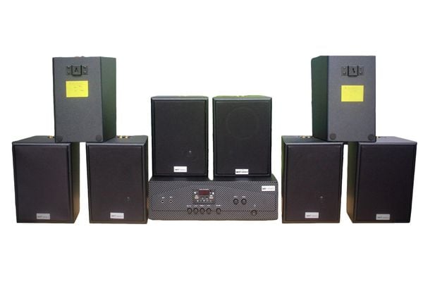 [Diện tích 160m2 + 02 Kênh] A917_DA Goldsound 2 vùng âm lượng 1200w + 8 loa Goldsound V55C_DA 55w, loa được thiết kế riêng cho quán, bật lớn không tạp âm, miễn phí công lắp đặt, bảo hành dài hạn 5 năm