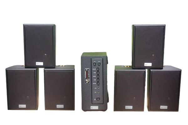 [Diện tích 120m2 + 02 Kênh] AMT384 Goldsound 2 vùng âm lượng 380w + 6 loa Goldsound V55C 55w, loa được thiết kế riêng cho quán, bật lớn không tạp âm, miễn phí công lắp đặt, bảo hành dài hạn 5 năm.