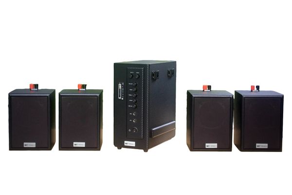 Dàn loa treo tường: Amply AMT384 + 4 V24C, Amply 2 vùng âm lượng, loa được thiết kế riêng cho quán, bật lớn không tạp âm, bảo hành dài hạn 5 năm.