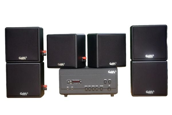 [Diện tích 120m2 + 02 Kênh] Amply A907PU_DA-2K Goldsound 2 vùng âm lượng 900w + 6 loa Goldsound V23DA-23w, loa được thiết kế riêng cho quán, bật lớn không tạp âm, miễn phí công lắp đặt, bảo hành dài hạn 5 năm.