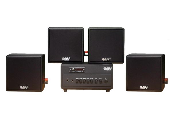 [Diện tích 80m2 + 02 Kênh] Amply A384PU-2K Goldsound 2 vùng âm lượng 380w + 4 loa Goldsound V23-23w, loa được thiết kế riêng cho quán, bật lớn không tạp âm, miễn phí công lắp đặt, bảo hành dài hạn 5 năm.