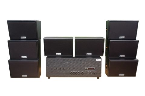 [Diện tích 160m2 + 04 Kênh] A917-4K Goldsound 4 vùng âm lượng 1500w + 8 loa Goldsound ngoài trời V50NT 50w, Amply 4 - 6 vùng âm lượng, loa được thiết kế riêng cho quán, bật lớn không tạp âm, miễn phí công lắp đặt, bảo hành 12 tháng