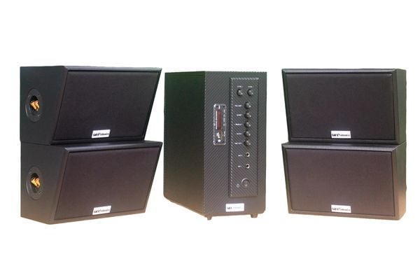 Dàn loa treo tường thông báo phát nhạc nền tự động: AMT384 Goldsound 2 vùng âm lượng 380w + 4 loa Goldsound ngoài trời V50NT 50w, loa được thiết kế riêng cho quán, bật lớn không tạp âm, miễn phí công lắp đặt, bảo hành 12 tháng