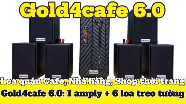 [Diện tích 100m2 + 2 Kênh] Gold4cafe_SG 6.0 (01 amply + 06 loa treo tường), , Amply 2 vùng âm lượng, loa được thiết kế riêng cho quán, bật lớn không tạp âm, bảo hành dài hạn 5 năm.