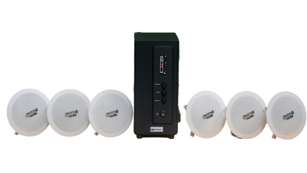 Bộ loa âm trần thông báo phát nhạc nền tự động cao cấp SA6.0_DA (amply 156w + 6 loa âm trần 15w), loa được thiết kế riêng cho quán, bật lớn không tạp âm, bảo hành dài hạn 12 tháng