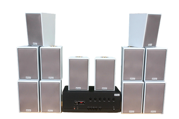 [Diện tích 240m2 + 06 Kênh] A384-6K Goldsound 6 vùng âm lượng 1200w + 12 loa Goldsound V58C 58w, Amply 6 vùng âm lượng