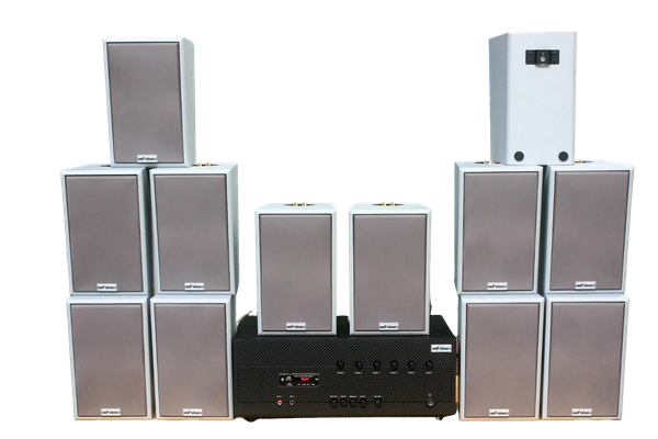 [Diện tích 240m2 + 06 Kênh] A384-6K Goldsound 6 vùng âm lượng 1200w + 12 loa Goldsound V58C 58w, Amply 6 vùng âm lượng