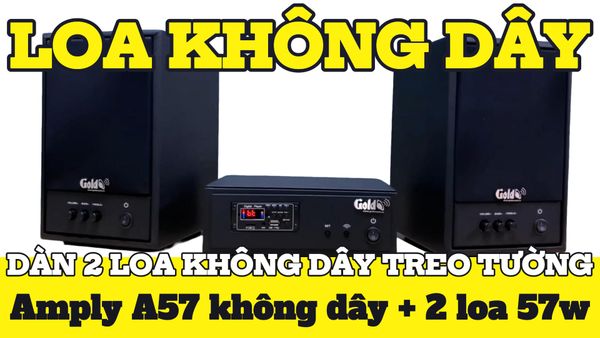 Dàn loa không dây treo tường: 01 amply A57-SG Goldsound + 2 loa không dây Goldsound V57-SG 57w