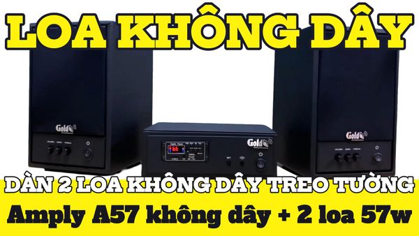 Dàn loa không dây treo tường: 01 amply A57 Goldsound + 2 loa không dây Goldsound V57 - 57w