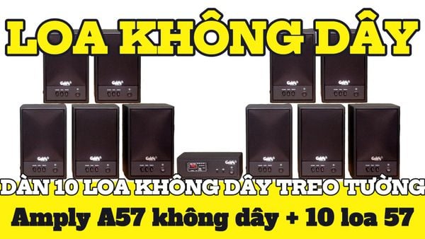 Dàn loa không dây treo tường: 01 amply A57 SG + 10 loa không dây Goldsound V57 SG - 57w