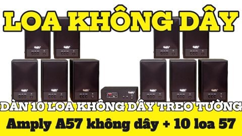 Dàn loa không dây treo tường: 01 amply A57 Goldsound + 10 loa không dây Goldsound V57 - 57w