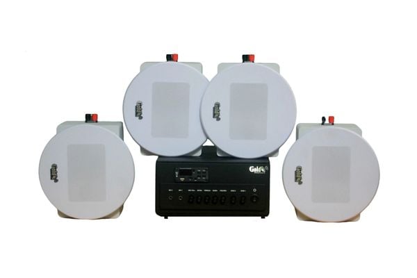 [Diện tích 80m2 + 2 Kênh] A384PU-2K Goldsound 2 vùng âm lượng 380w + 4 loa âm trần Goldsound VAT38 - 38w, loa được thiết kế riêng cho quán, bật lớn không tạp âm, miễn phí công lắp đặt, bảo hành dài hạn 5 năm.
