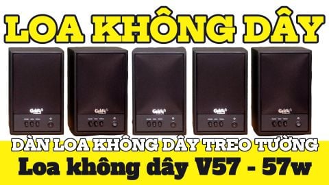 Loa không dây treo tường V57 UHF Goldsound ( 1 chiếc), công suất 57w, loa bass 5 inch, treble 2 inch, kích thước rộng 20 cm, cao 32 cm, sâu 20 cm, phủ da cao cấp, bảo hành dài hạn 5 năm.