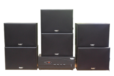 [Diện tích 180m2 + 02 Kênh] Amply A918PU - 2K Goldsound 2 vùng âm lượng 1200w + 6 loa Goldsound V130 - 130w, loa được thiết kế riêng cho quán, bật lớn không tạp âm, miễn phí công lắp đặt, bảo hành dài hạn 5 năm.