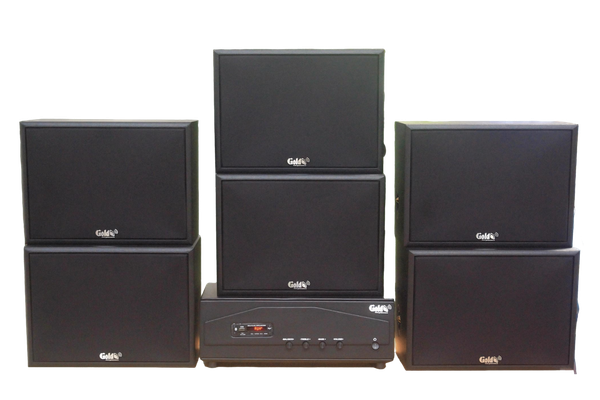 [Diện tích 180m2 + 02 Kênh] Amply A918PU_DA - 2K Goldsound 2 vùng âm lượng 1200w + 6 loa Goldsound V130_DA - 130w, loa được thiết kế riêng cho quán, bật lớn không tạp âm, miễn phí công lắp đặt, bảo hành dài hạn 5 năm.
