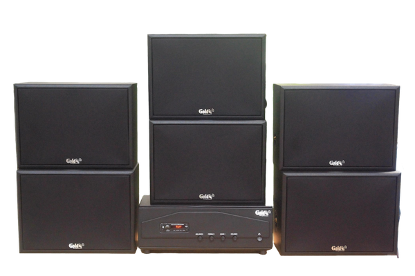 Dàn loa treo tường: Amply A918PU - 2K Goldsound 2 vùng âm lượng 1200w + 6 loa Goldsound V130 - 130w, loa được thiết kế riêng cho quán, bật lớn không tạp âm, miễn phí công lắp đặt, bảo hành dài hạn 5 năm.